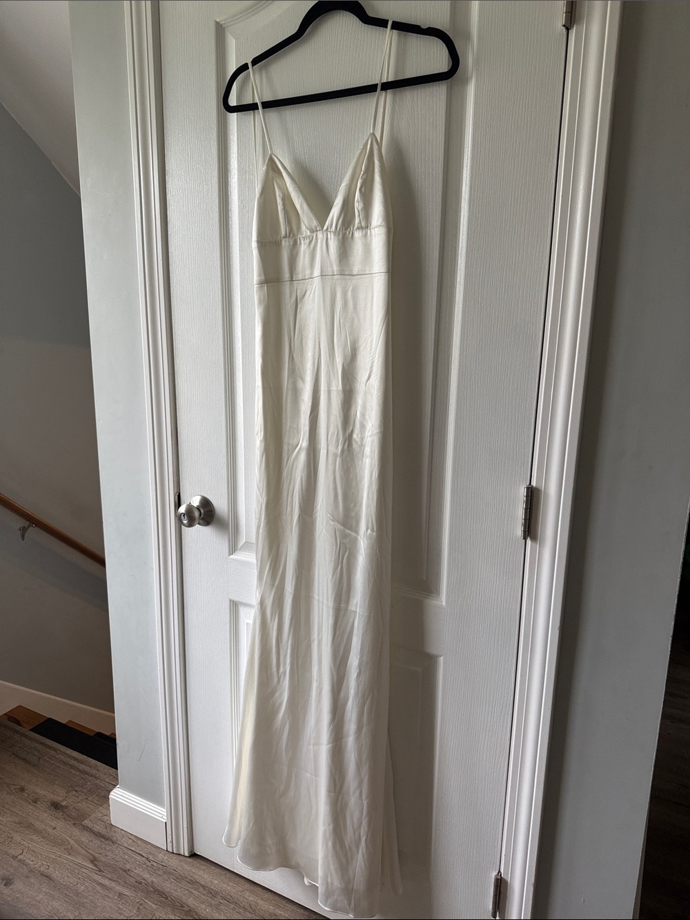 Meshki silk open back gown